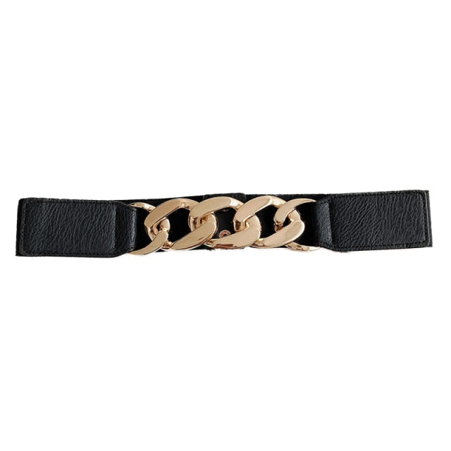 Stylish adjustable wide waist belt, a versatile women's fashion accessory made from PU leather.
