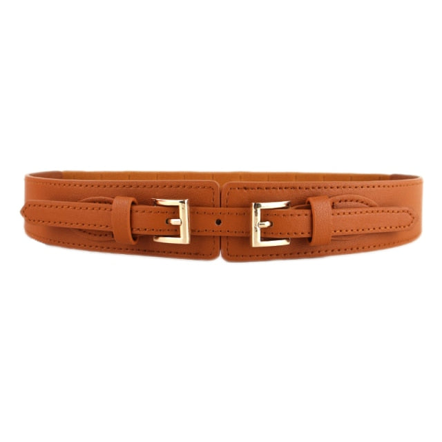 Versatile women's wide belt for dresses, tunics & more, made from quality PU leather material.