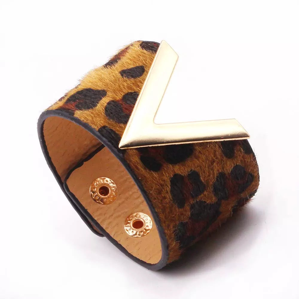 Leopard print wrap bracelet for women, a bold animal print statement piece.