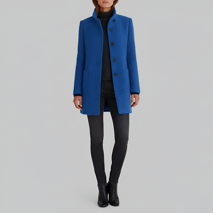 Versatile women's winter coat. Classic, warm long outerwear for stylish cold weather fashion.