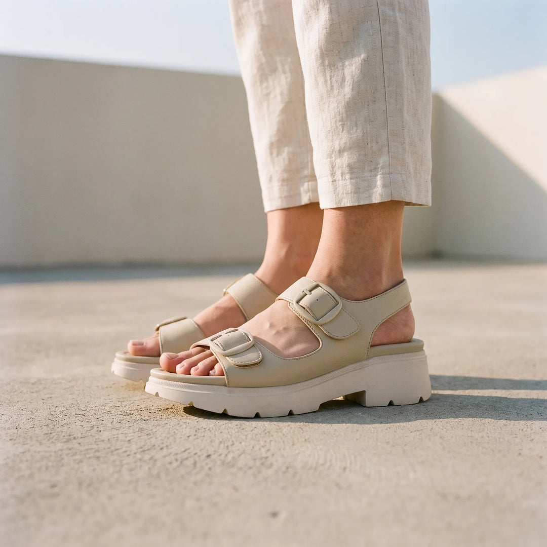 Women's chunky platform sandals, perfect for summer style. Trendy open-toe design with comfortable wedge sole.