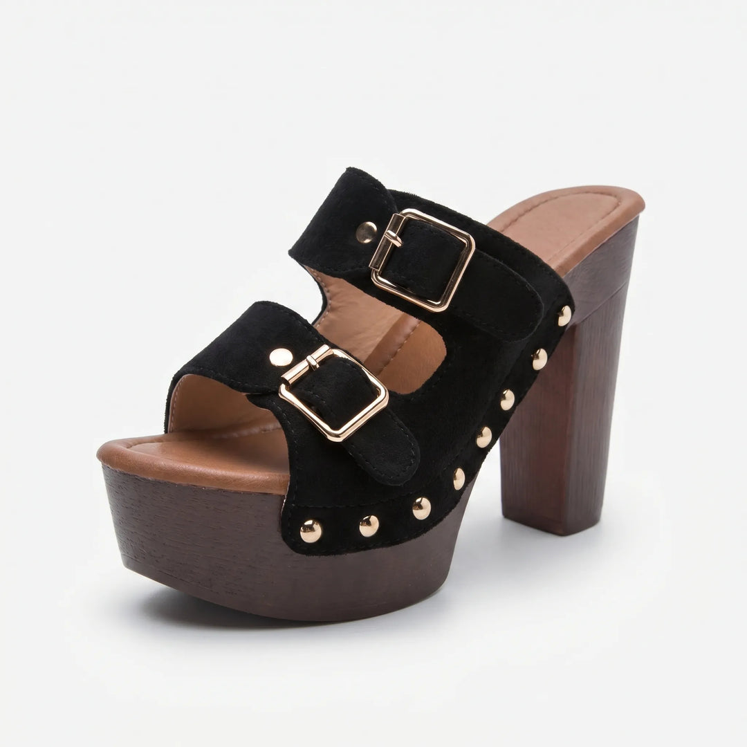 Casual women's platform sandals with a chunky block heel, offering comfortable height & versatile style.