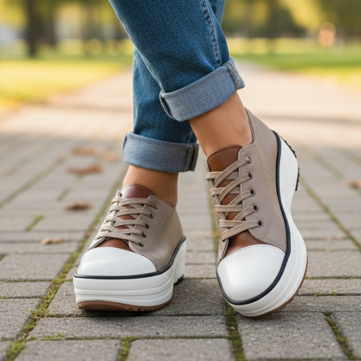 Women's chunky platform sneakers, perfect for elevating everyday casual outfits with comfort.