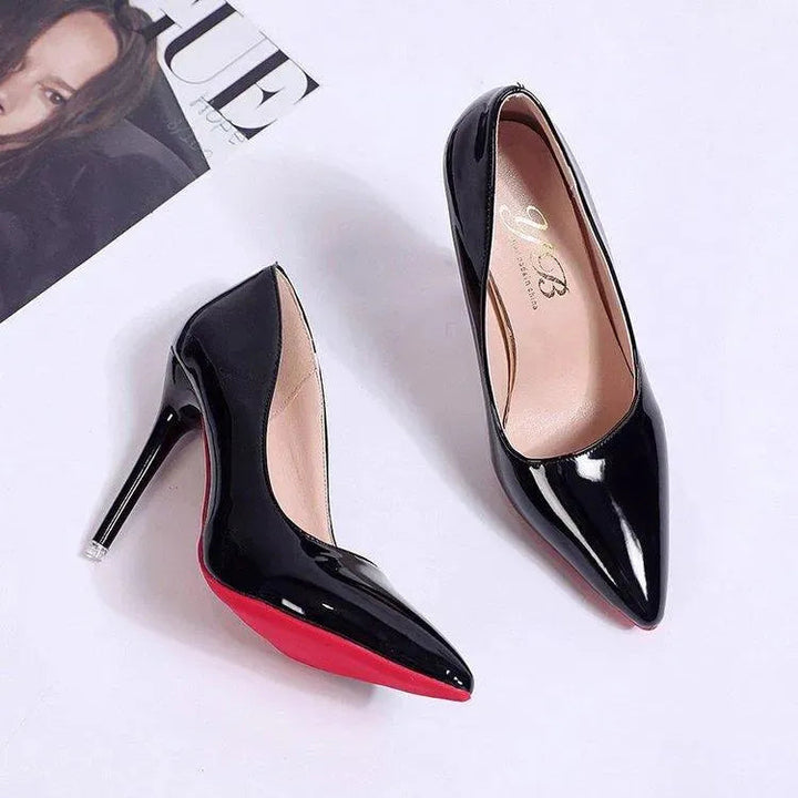 Timeless black stiletto high heels, classic women's pumps for any elegant occasion.