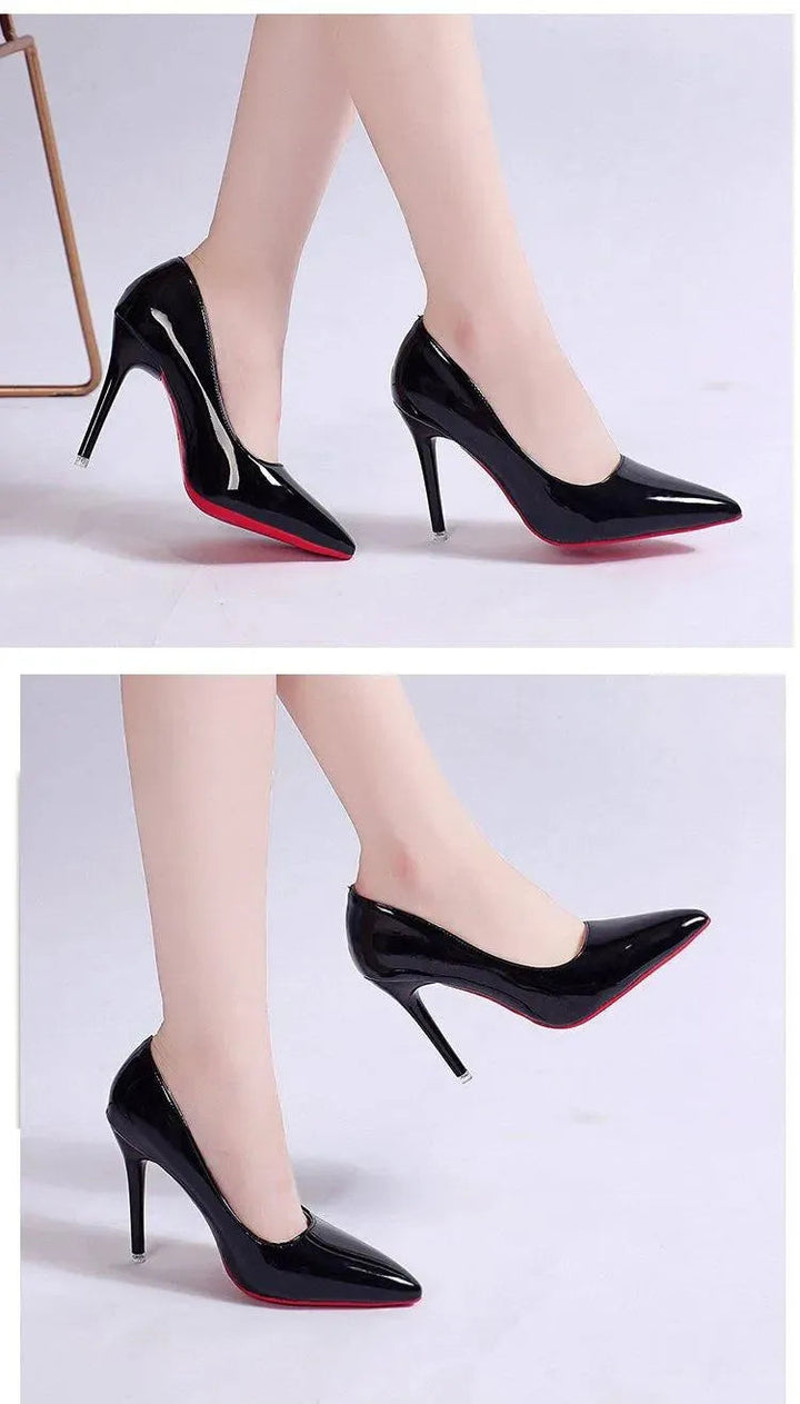 Chic black stiletto pumps for women, elegant high heels, perfect for a night out or office.