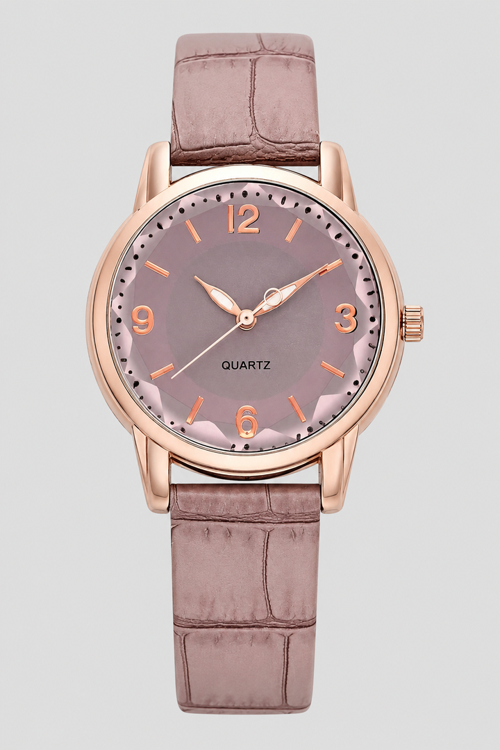 Women's classic elegant minimalist watch with an embossed strap, perfect for a sophisticated look.