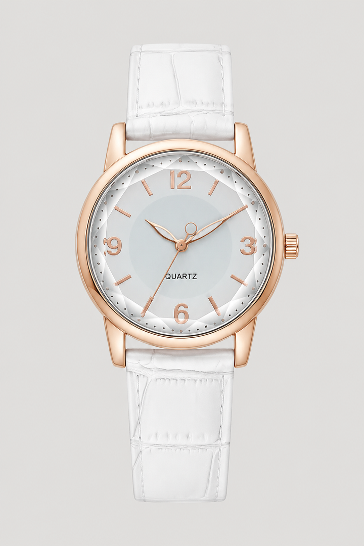 Sophisticated women's classic watch, an ideal gift for her, featuring a minimalist design & embossed strap.