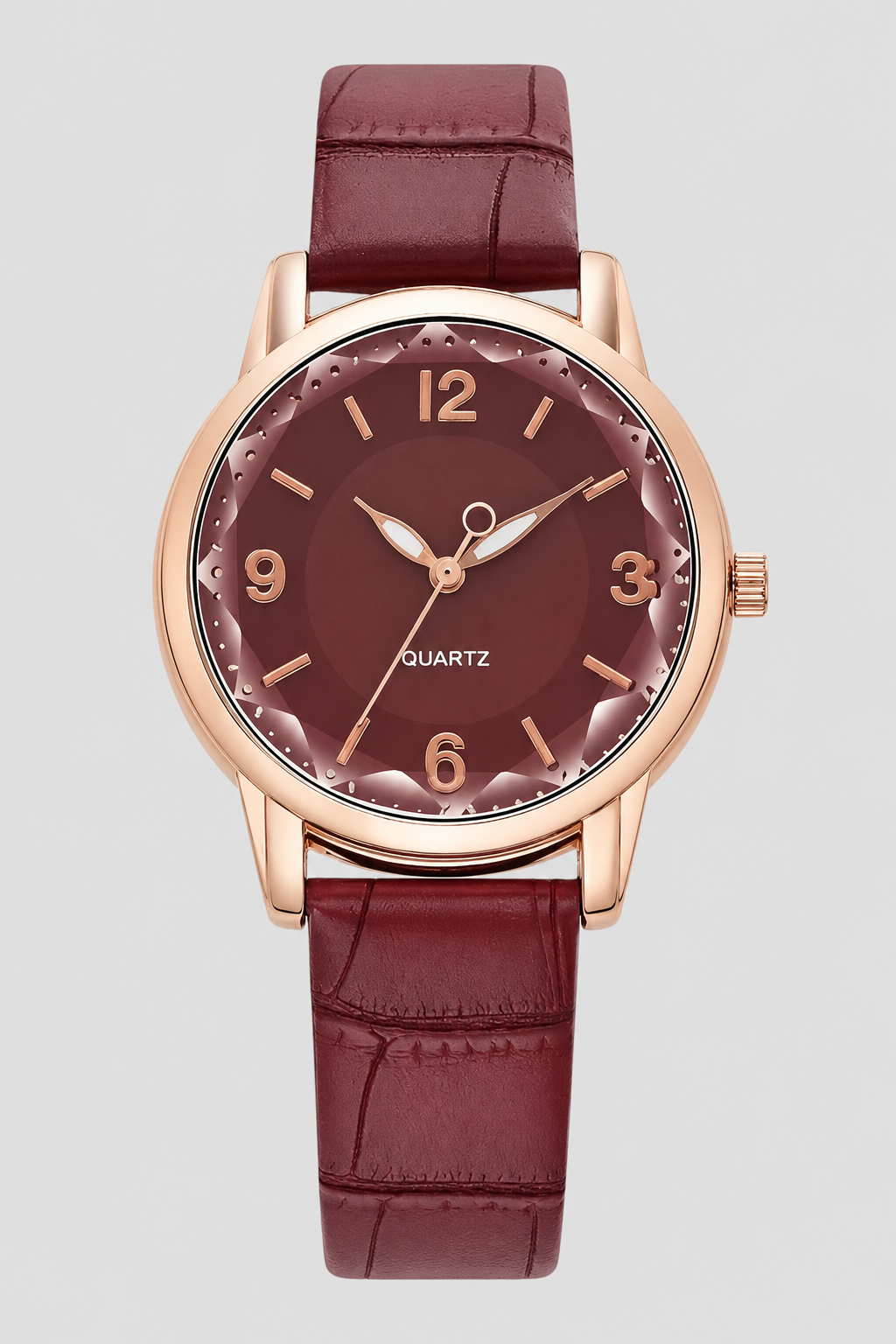 Timeless women's elegant watch, a minimalist classic timepiece with a distinctive embossed strap for daily wear.