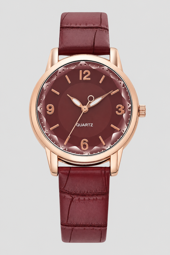 Timeless women's elegant watch, a minimalist classic timepiece with a distinctive embossed strap for daily wear.