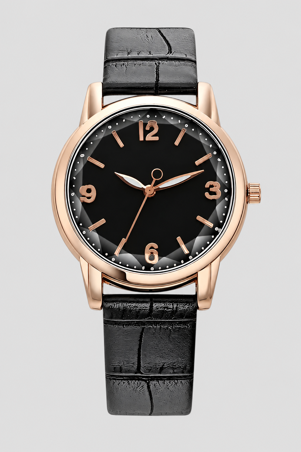 Elegant women's classic minimalist watch with an embossed strap, a sophisticated dress timepiece.