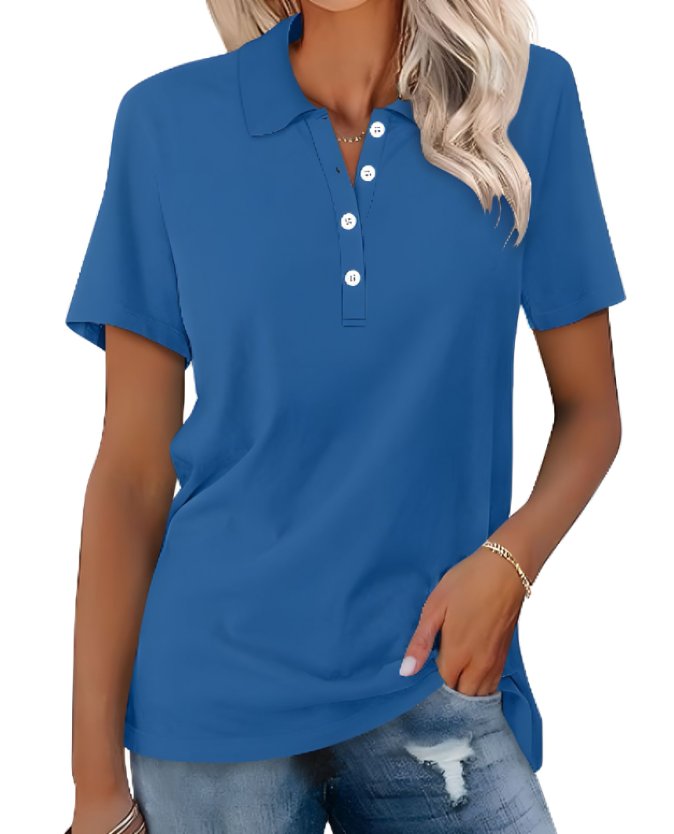 Women's versatile short sleeve polo, a comfortable classic fit top suitable for daily essential style.