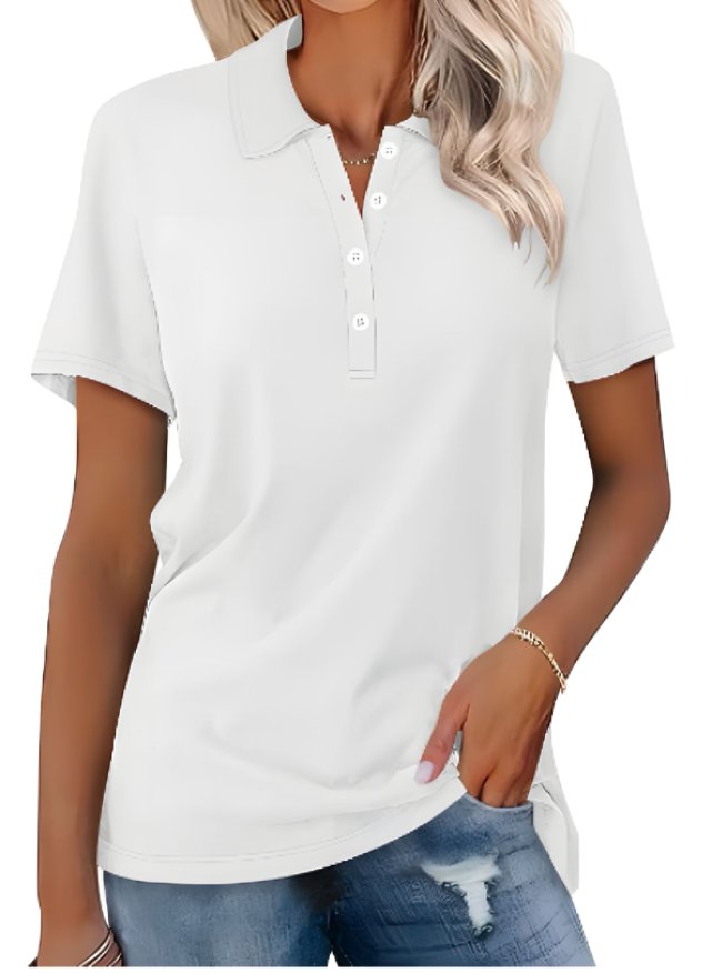 Comfortable ladies' short sleeve polo, a classic fit wardrobe staple for versatile & casual fashion.