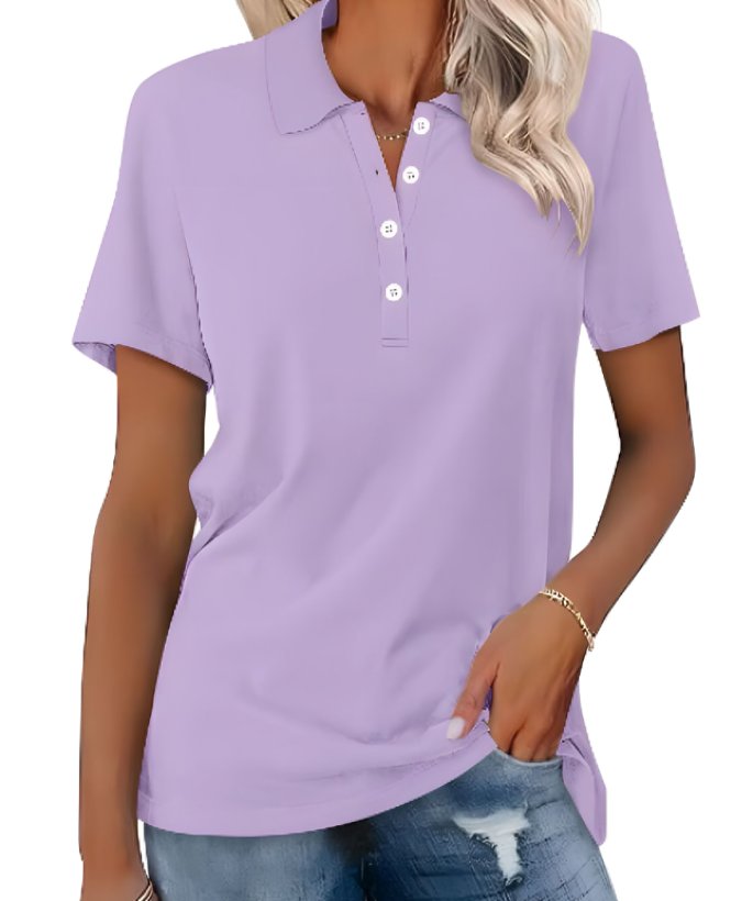 Ladies' classic fit short sleeve polo with button placket, perfect for casual wear & essential style.