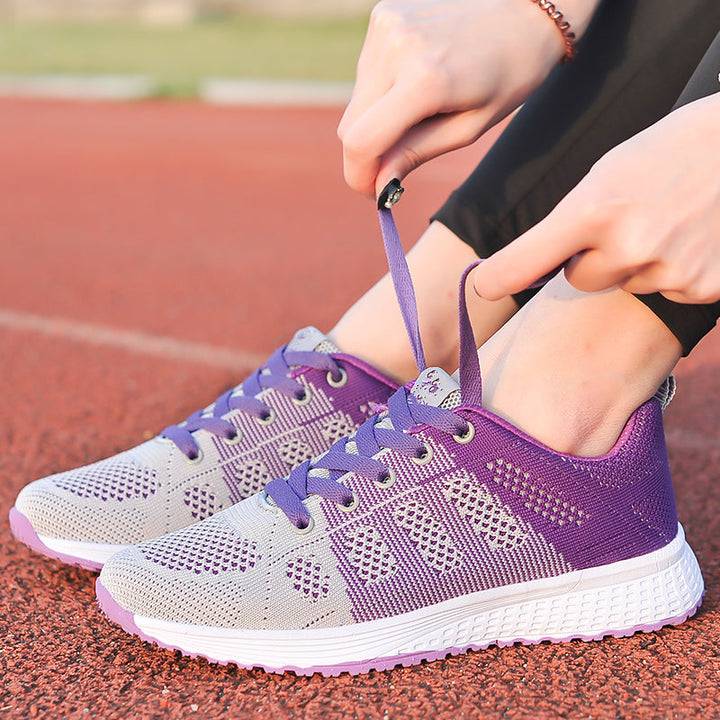 Lightweight women's lace-up walking shoes, non-slip, designed for everyday comfort & foot support.