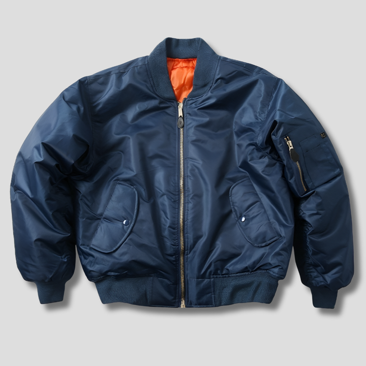 Fashionable women's classic rib-knit bomber jacket, an essential casual coat.