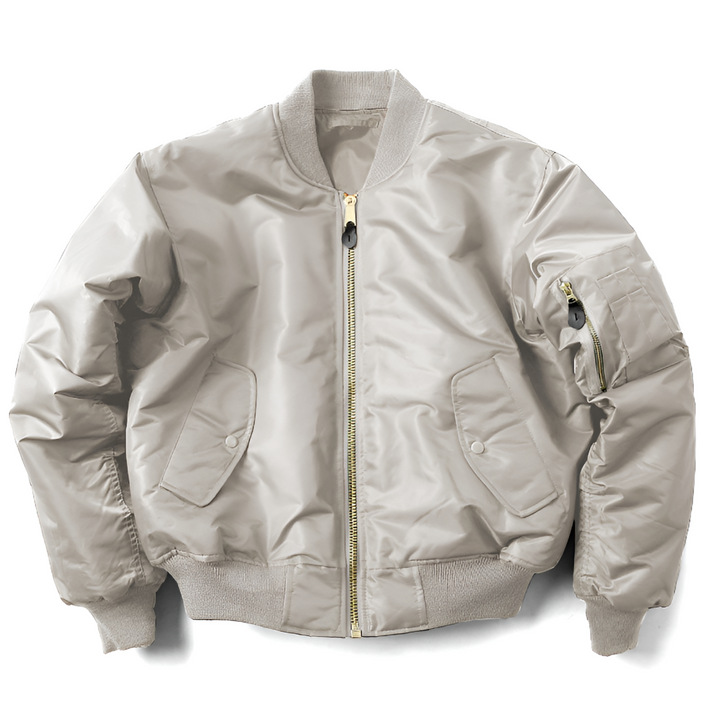 Stylish women's rib-knit bomber jacket, classic design for versatile everyday outerwear.