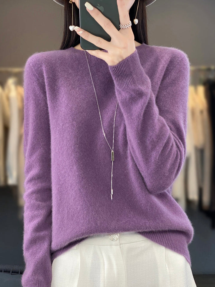 Classic style women's round neck pullover, cozy knit, a versatile long sleeve winter top.