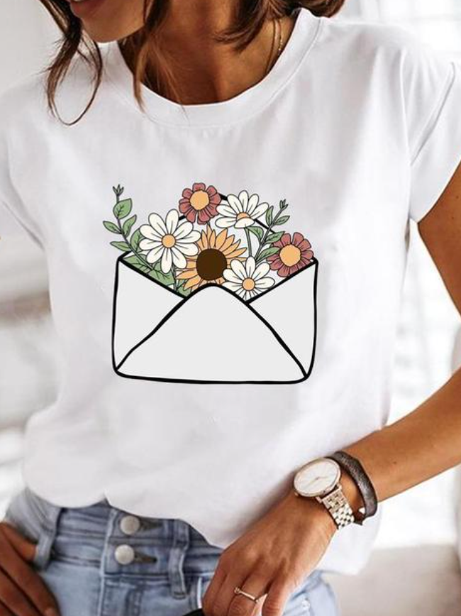 Classic women's short sleeve summer t-shirt in a relaxed fit. An essential casual top for everyday fashion.