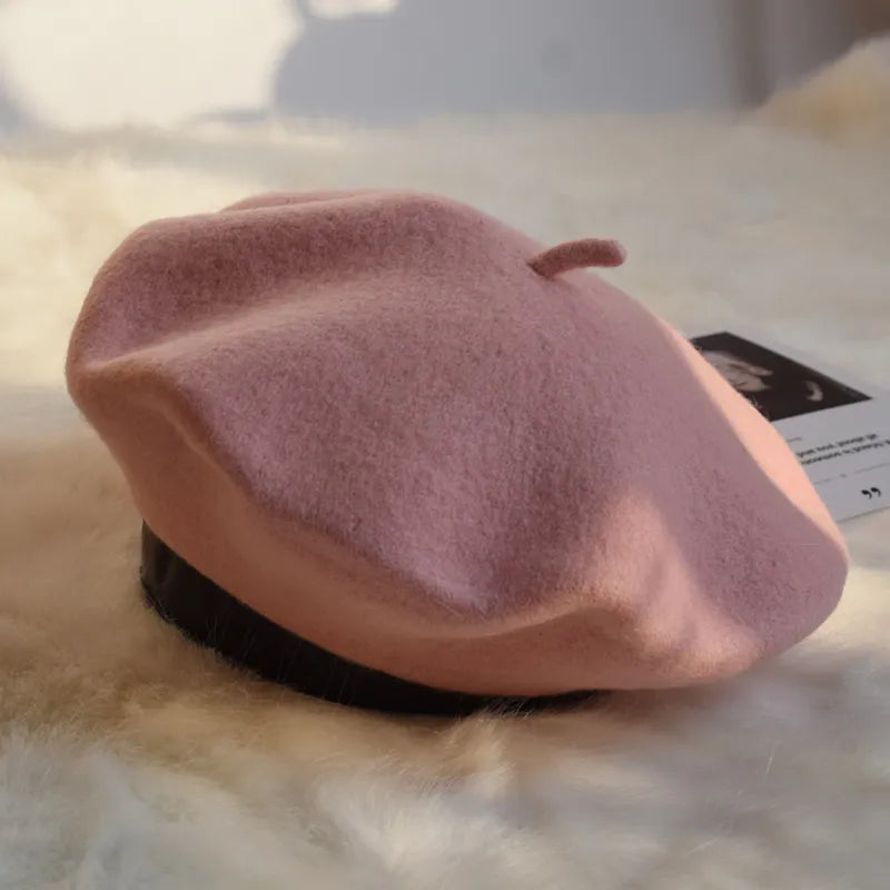 Warm women's soft knit beret hat, essential winter accessory for outdoor elegance and comfort.