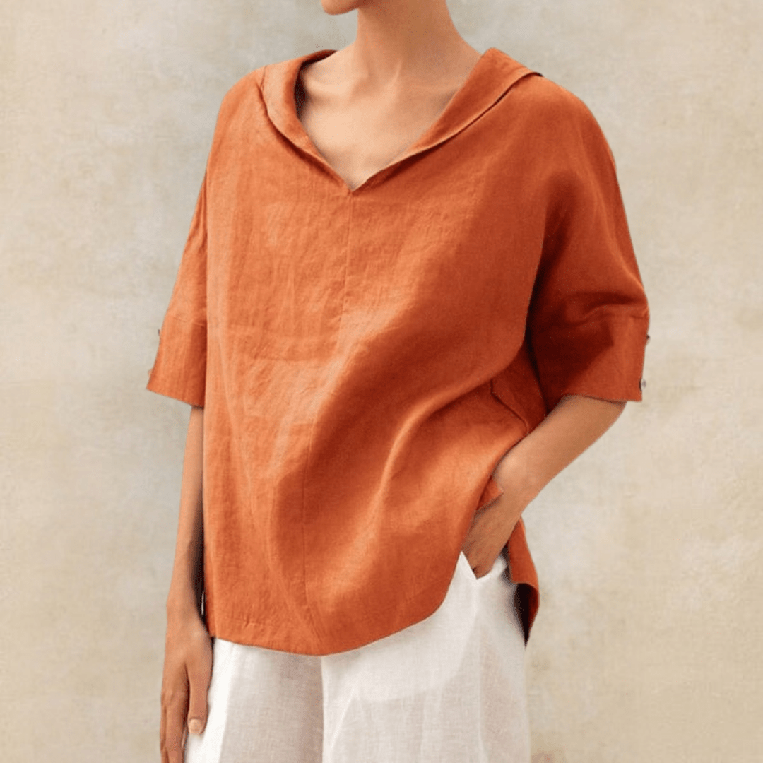 Versatile women's long tunic top, V-neck, relaxed fit. Ideal casual wear, available in plus size.