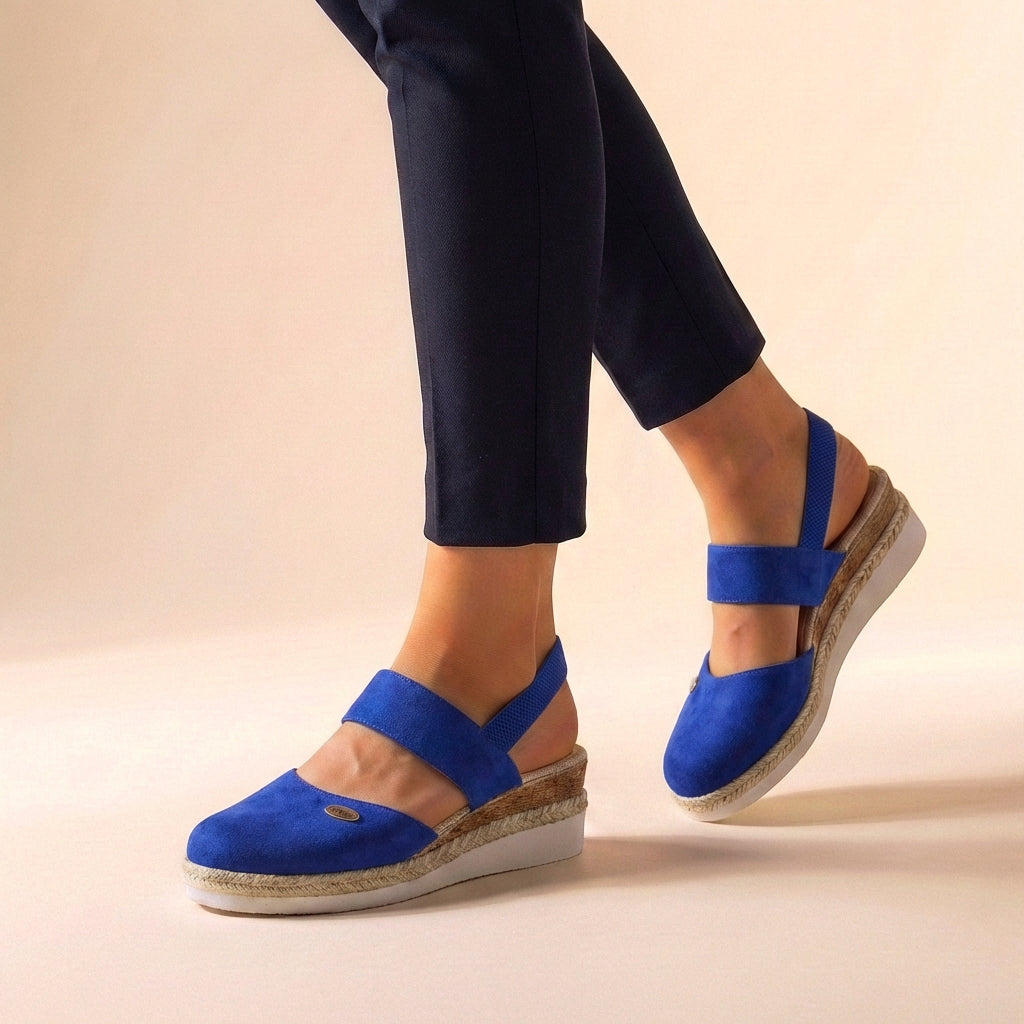 Women's comfort platform espadrille sandals with easy slip-on design & wide straps, great for summer fashion.