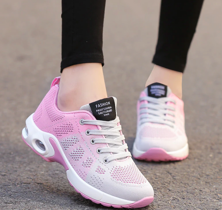 Comfortable women's walking & athletic sneakers featuring air cushioning, breathability, and orthopedic support.