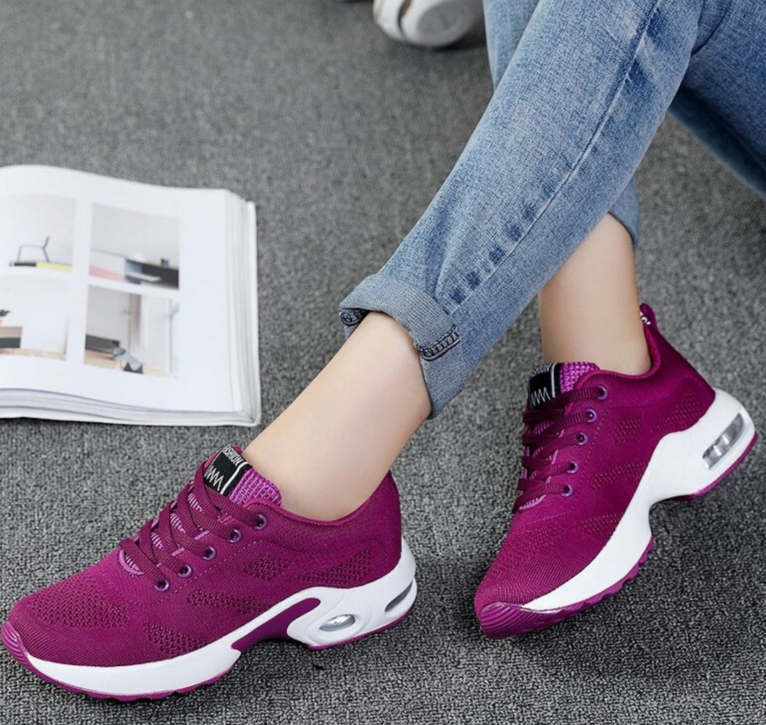 Women's breathable athletic sneakers with air cushion for superior comfort, orthopedic support, and lightweight feel.
