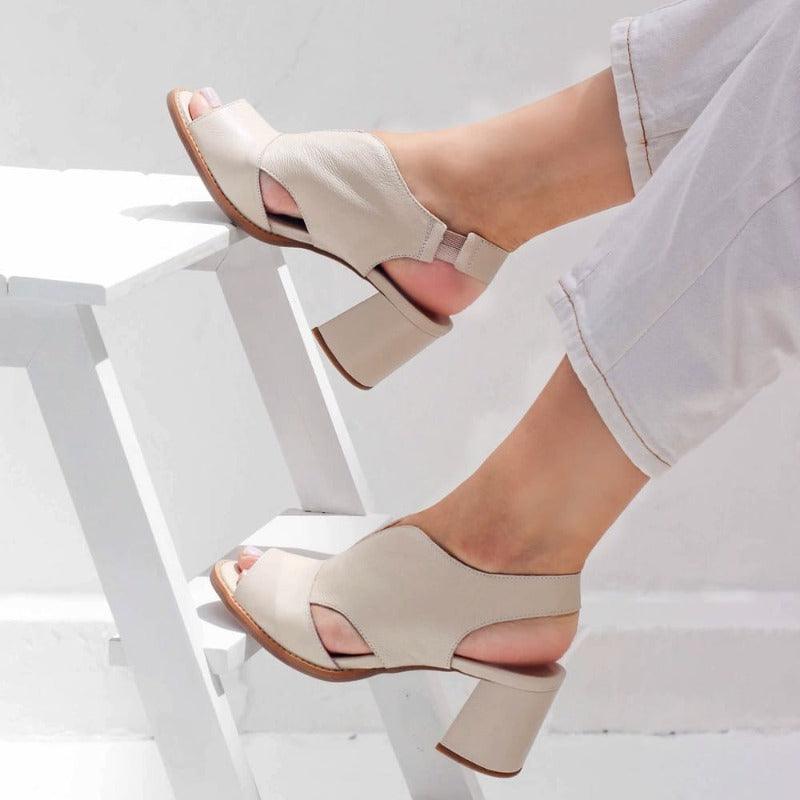 Women's comfortable block heel sandals with ankle strap, perfect for summer dress or casual wear.
