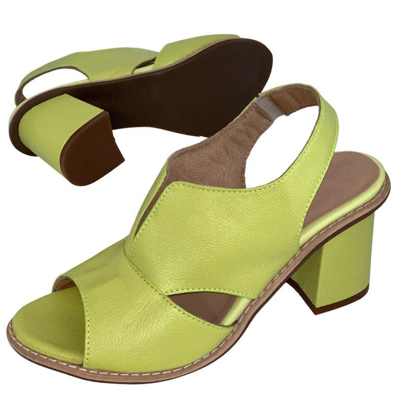 Dressy yet comfortable women's block heel sandals with an adjustable ankle strap.