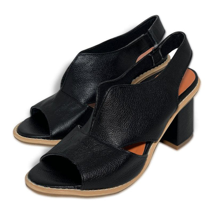 Women's summer block heel sandals, designed for comfort with an open-toe and supportive fit.