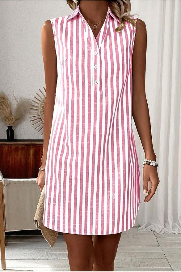 Stylish women's midi dress, comfortable and classic design. Great for casual everyday or elegant spring/summer outfits.