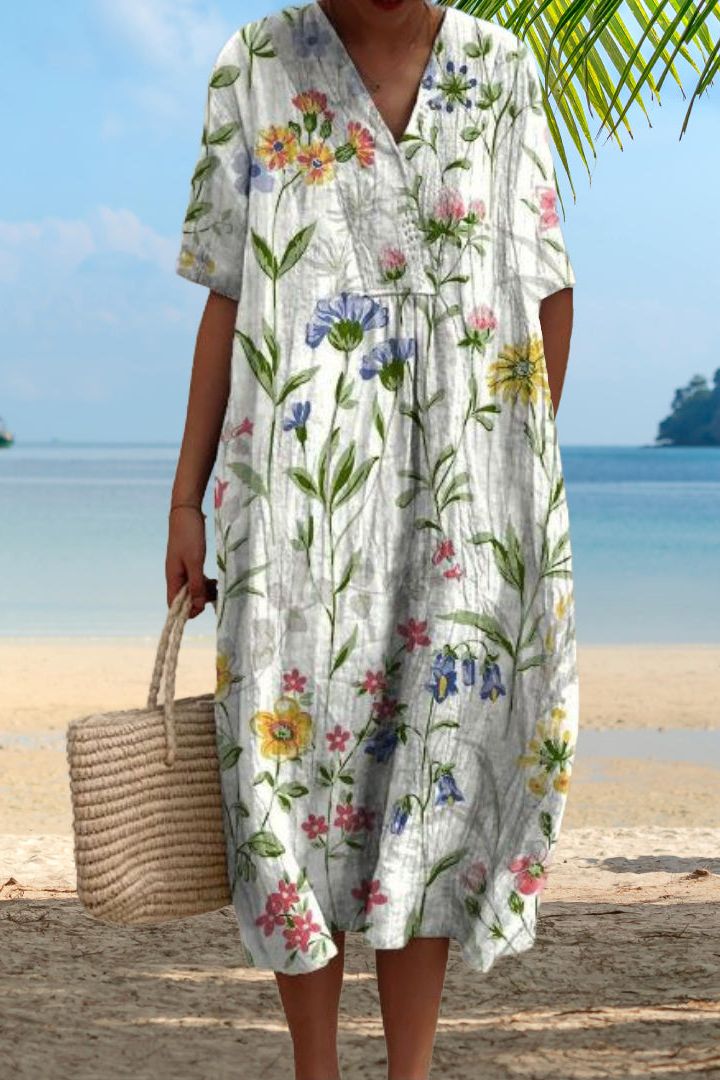 Elegant women's midi dress. Versatile for work, casual outings, or summer events. Effortless & machine washable.