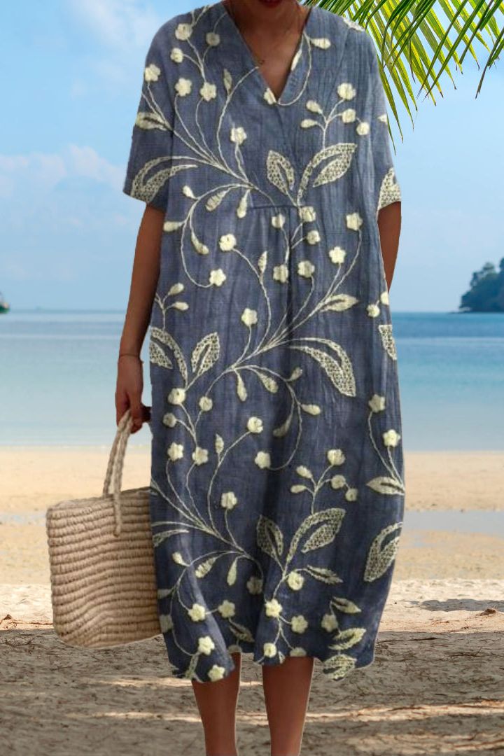 Effortless women's comfortable midi dress. Classic style, relaxed fit, ideal for day to night wear & summer.