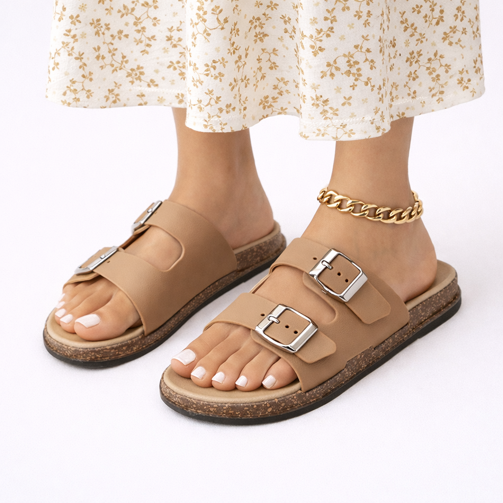 Women's comfortable double strap walking sandals, adjustable for everyday summer wear.