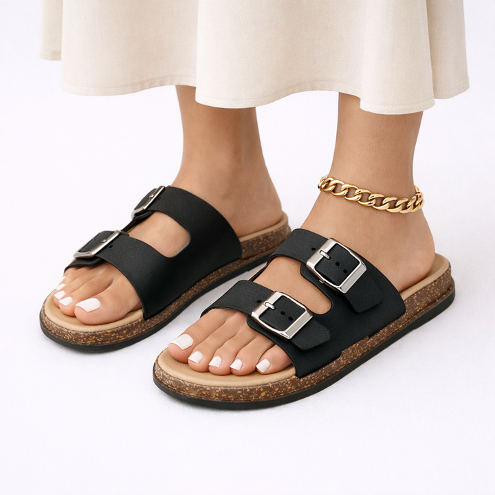 Lightweight casual women's summer sandals, double strap design for comfortable daily walks.