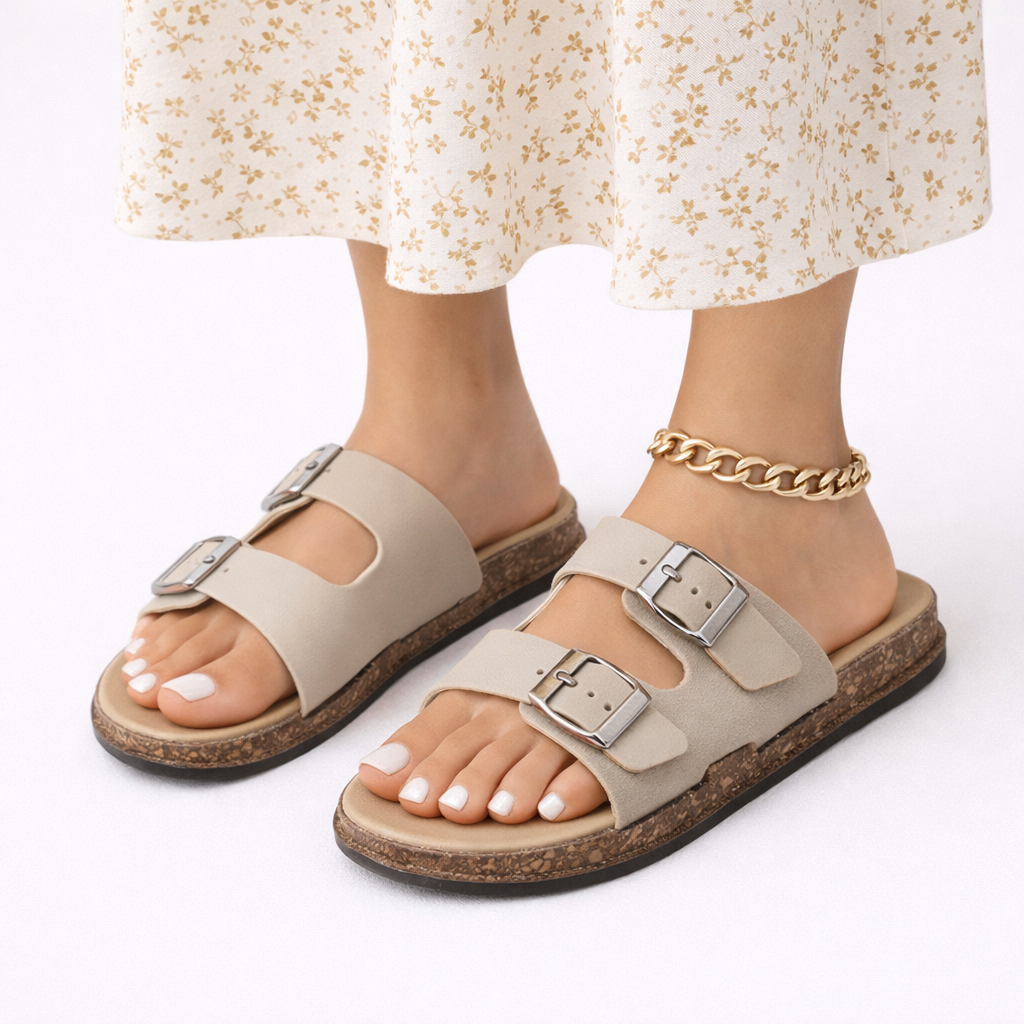 Adjustable double strap women's walking sandals, perfect for comfortable casual everyday wear.