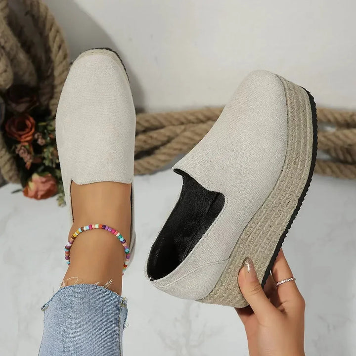Orthopedic-friendly women's platform slip-on shoes, designed for foot health and style.