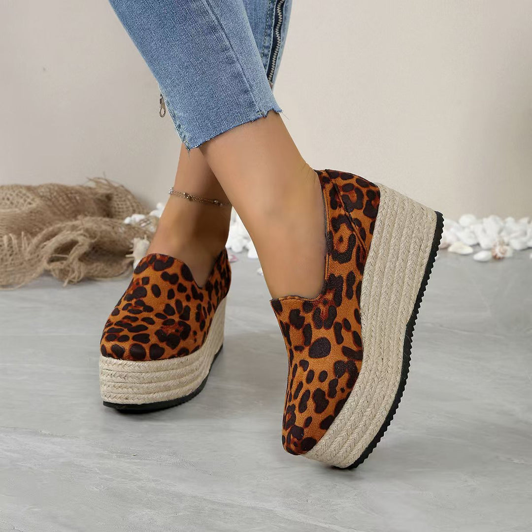 Women's comfortable slip-on shoes with a stylish platform sole for orthopedic support.