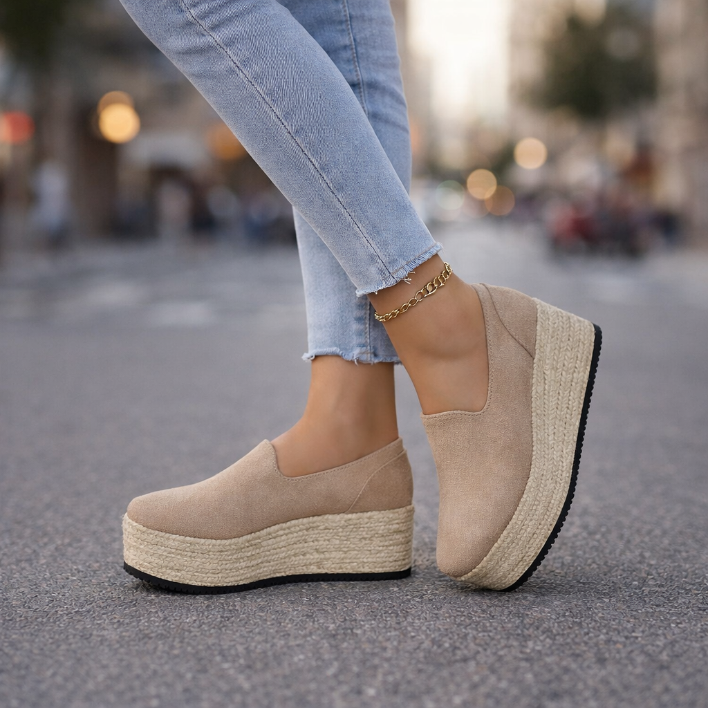 Orthopedic women's platform slip-on shoes, offering comfort and support for daily wear.