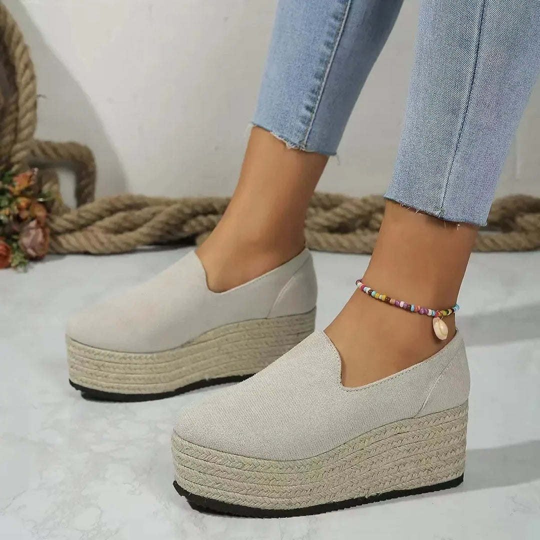 Elegant women's platform espadrille slip-on shoes for a chic summer look.