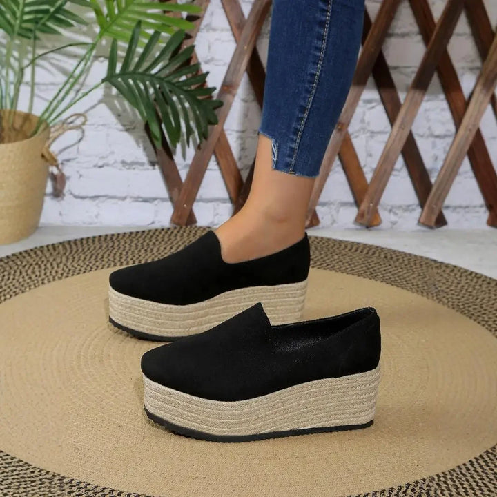 Lightweight women's platform slip-on shoes, ensuring comfort for long walks.