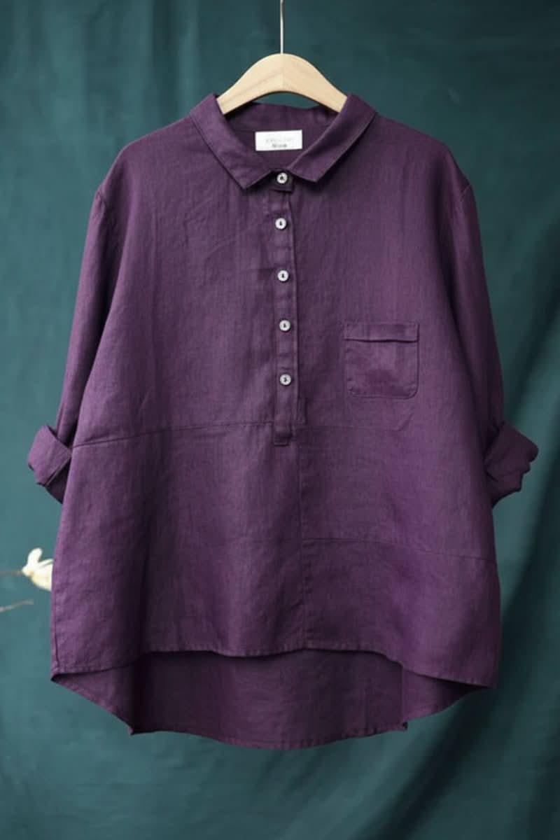 Blue women's everyday blouse, comfortable pullover style for versatile fashion.
