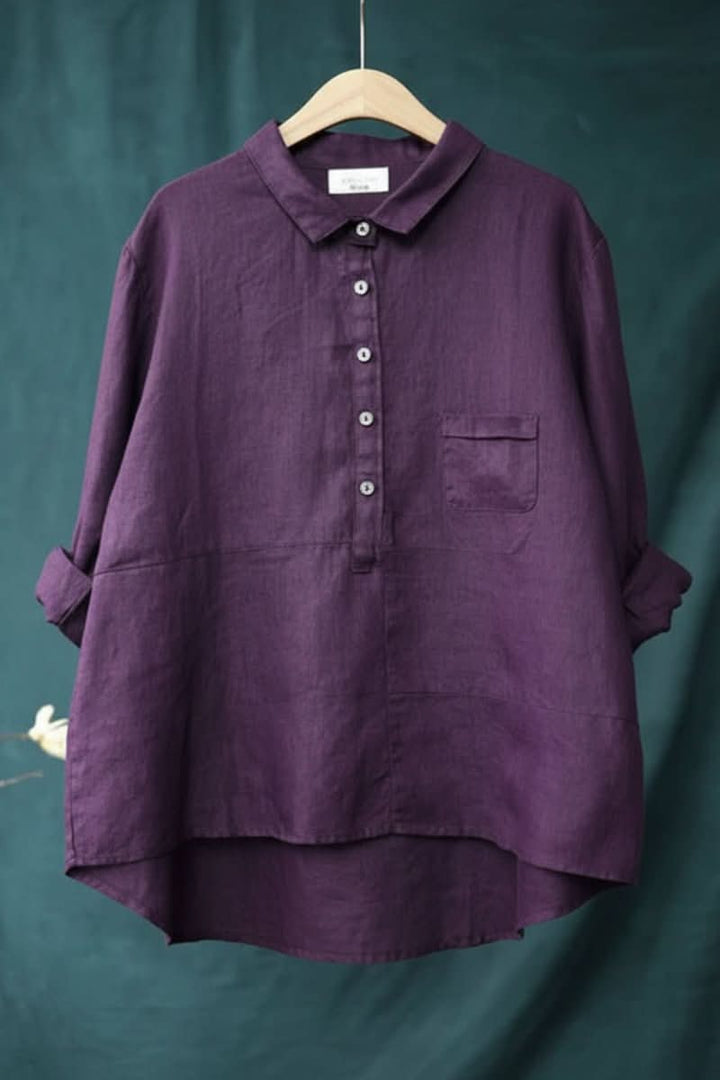 Blue women's everyday blouse, comfortable pullover style for versatile fashion.
