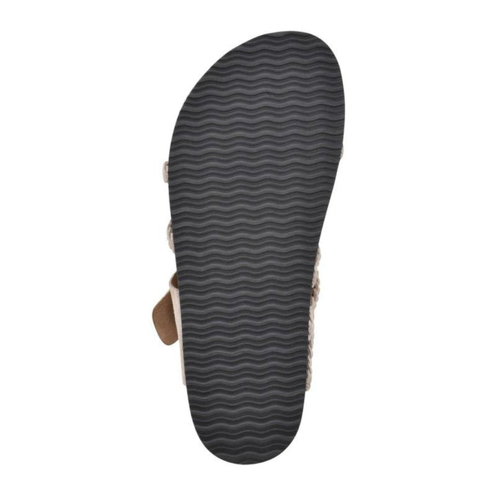 Adjustable women's braided strap flat sandals, comfortable casual footwear for summer and everyday.