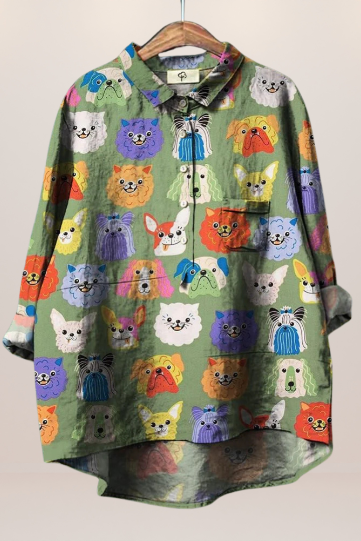 Everyday casual women's blouse featuring a beautiful floral print. Comfortable and stylish top with a relaxed fit.
