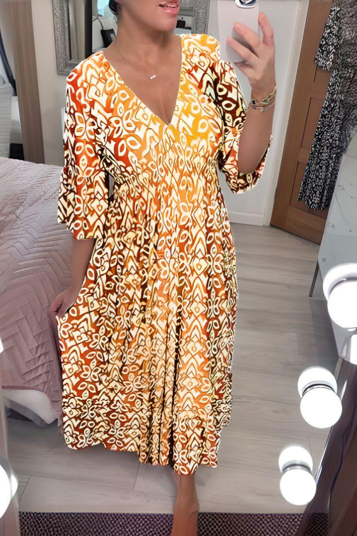 Elegant women's long wrap maxi dress, comfortable and flowy, ideal for summer occasions & versatile wear.