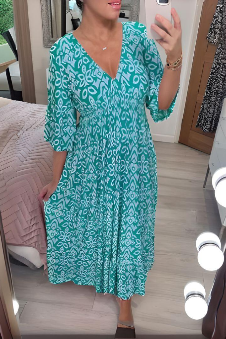 Versatile women's comfortable wrap maxi dress, flowy & long, an elegant choice for any summer occasion.