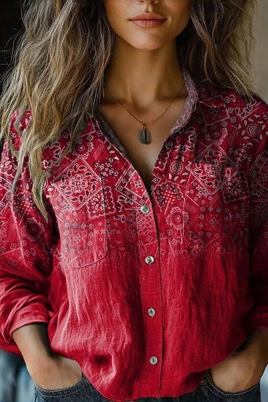 Women's comfortable long sleeve blouse in a relaxed fit, perfect for everyday casual style.