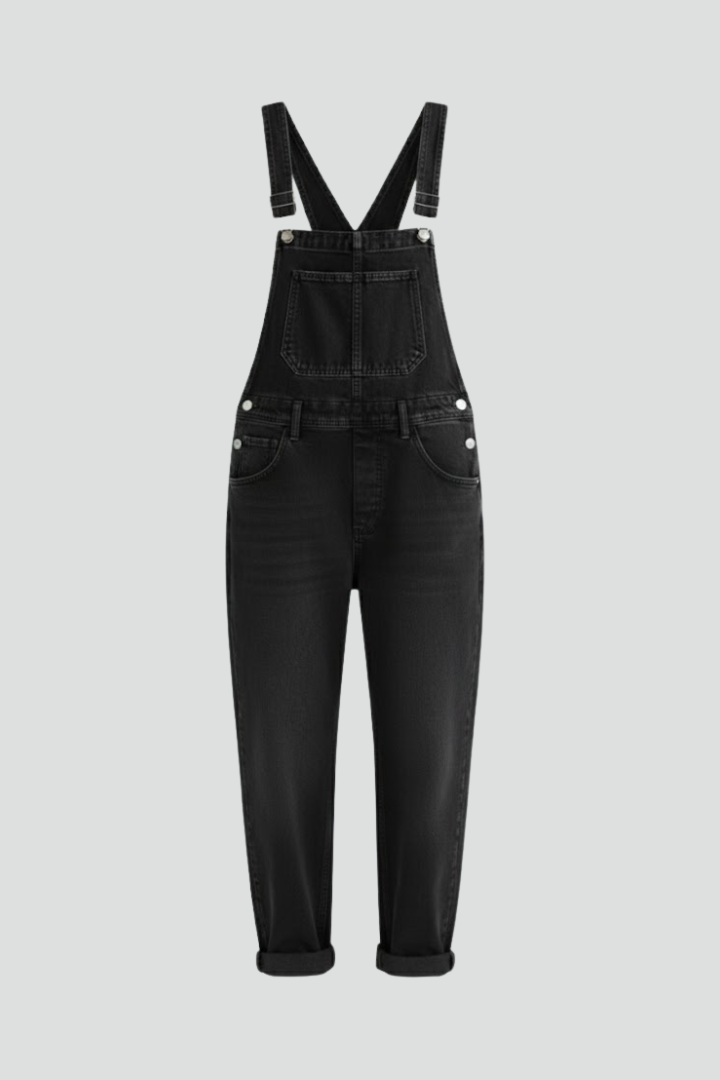 Women's comfortable loose-fit casual jumpsuit with round neck & pockets. Perfect for everyday wear.