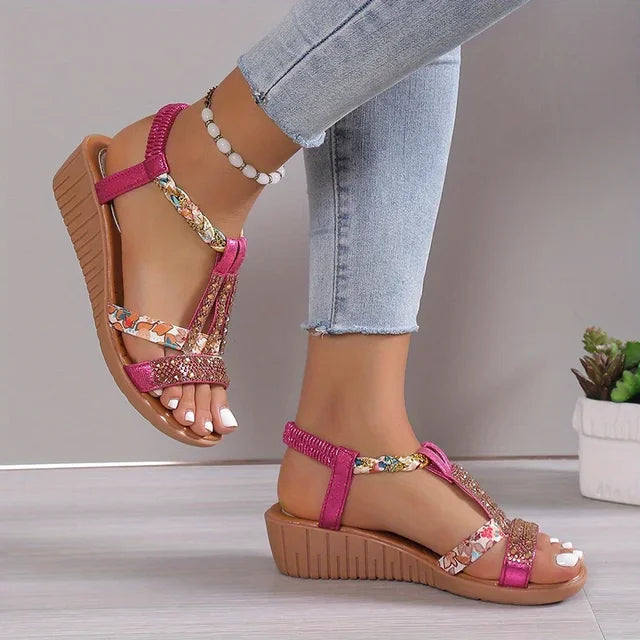 Enjoy all-day comfort with these supportive women's orthopaedic wedge sandals, ideal for summer activities.